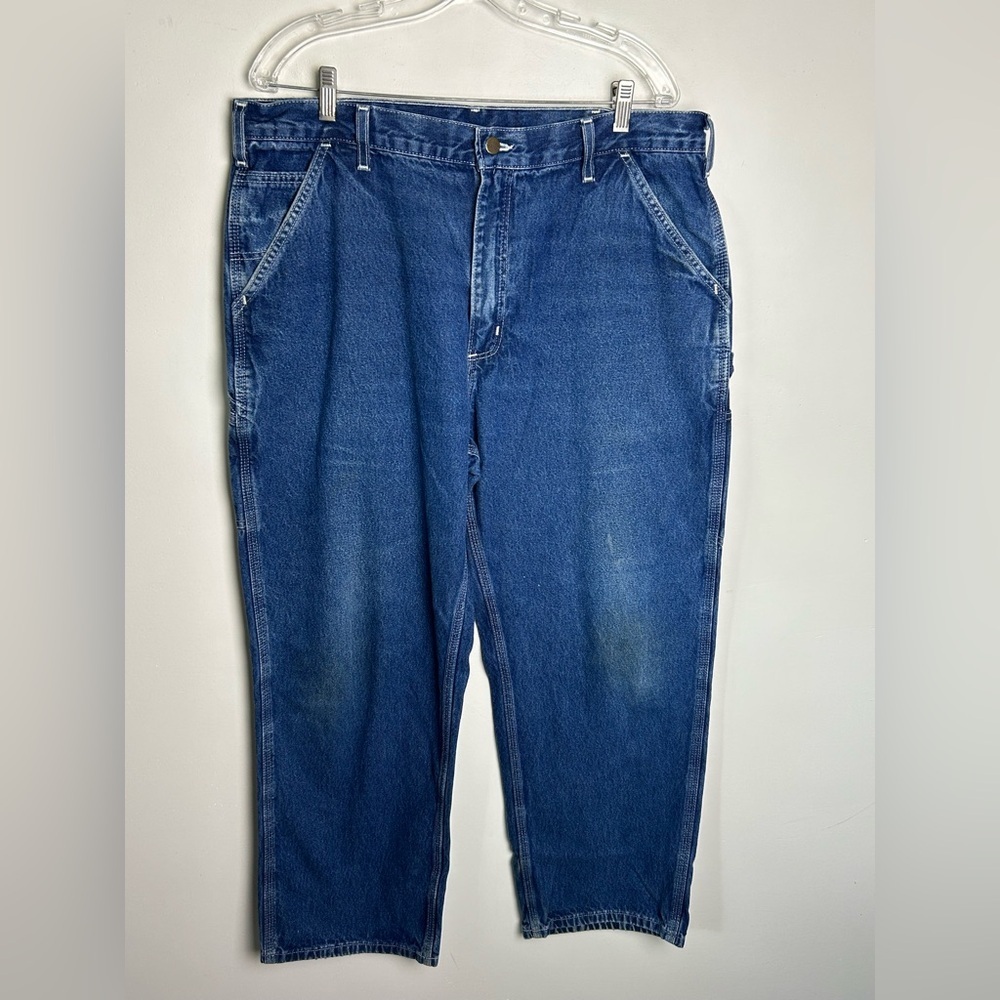 Carhartt Dungaree Duck Blue Men's Canvas Jeans  38X30 Work Outdoor Ranch Western